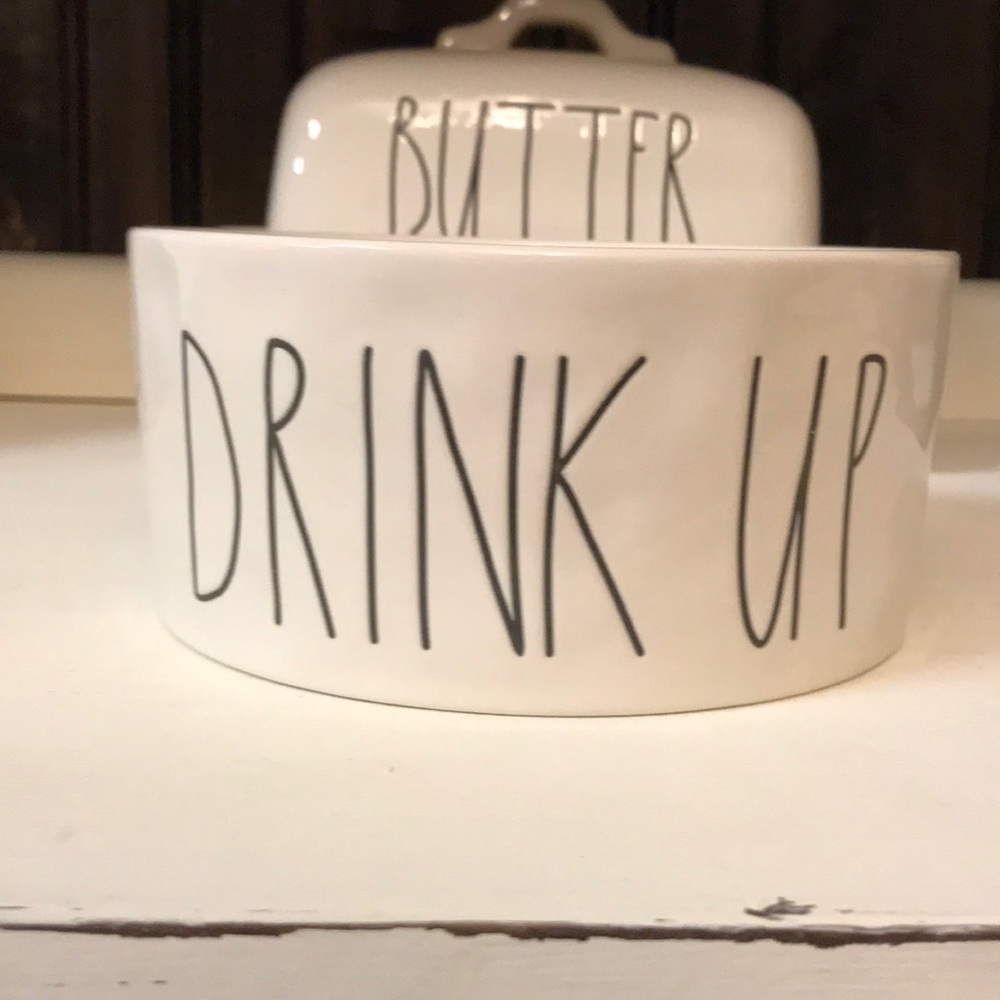 Rae Dunn “Drink Up” Dog Bowl